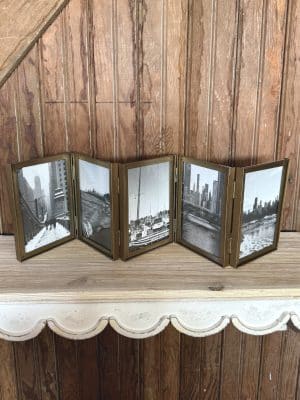 Oversized Hinged Gold Photo Frame 4x6 straight on top view of whole frame