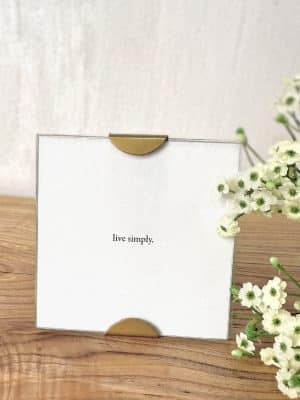 Scallop Frame Live Simply on wood with floral